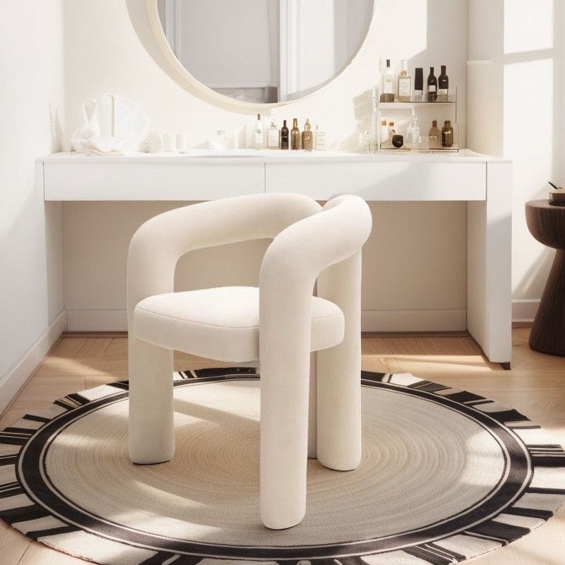 Modern Manicure Chair Light Luxury Cream Makeup Stool Beauty Salon Chair with Backrest Dressing Chair for Bedroom Home Internet Celebrity Style