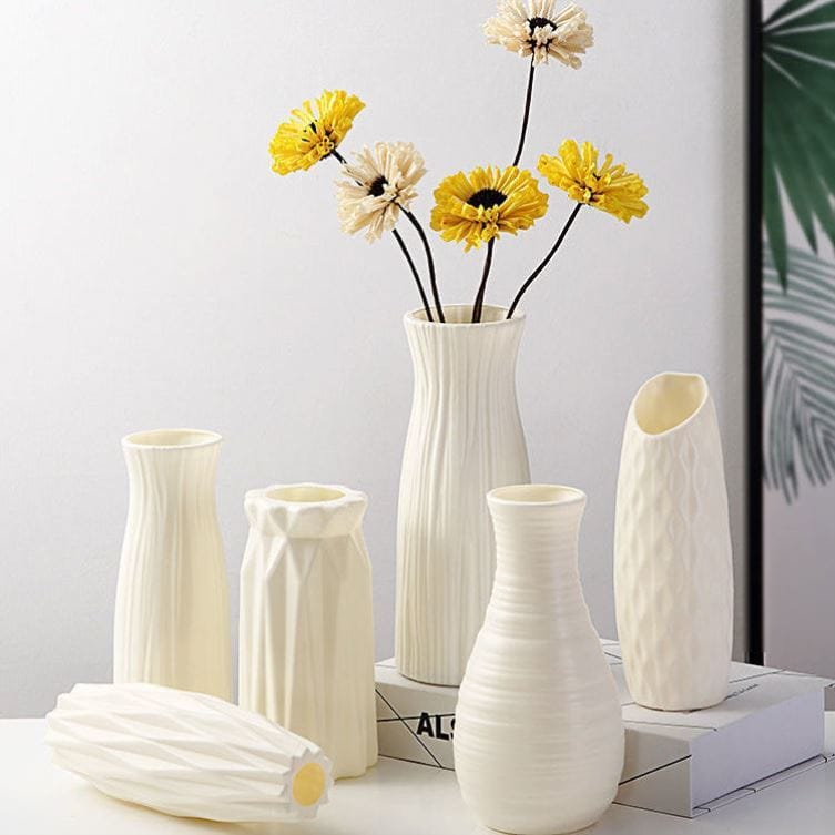 Nordic Style Plastic Vase - Modern Home Decor, Living Room Decoration, Drop-Resistant, Creative, Simple, Fresh Flower Vase for Table Centerpiece