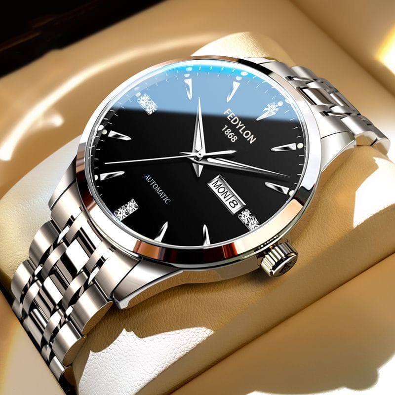 Men's Quartz Watch Vertiron Brand Steel Band Waterproof Wristwatch for Business Casual Style Middle School Students and Everyday Wear