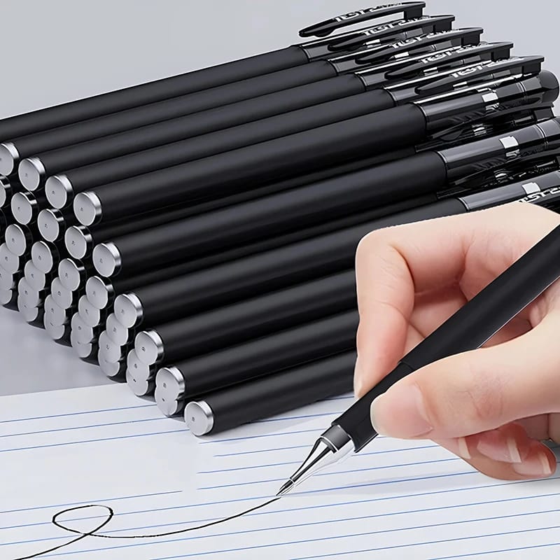 10-Piece Set 0.5mm Black Ink Gel Pens with Bullet Tip - Smooth Writing School & Office Stationery Supplies
