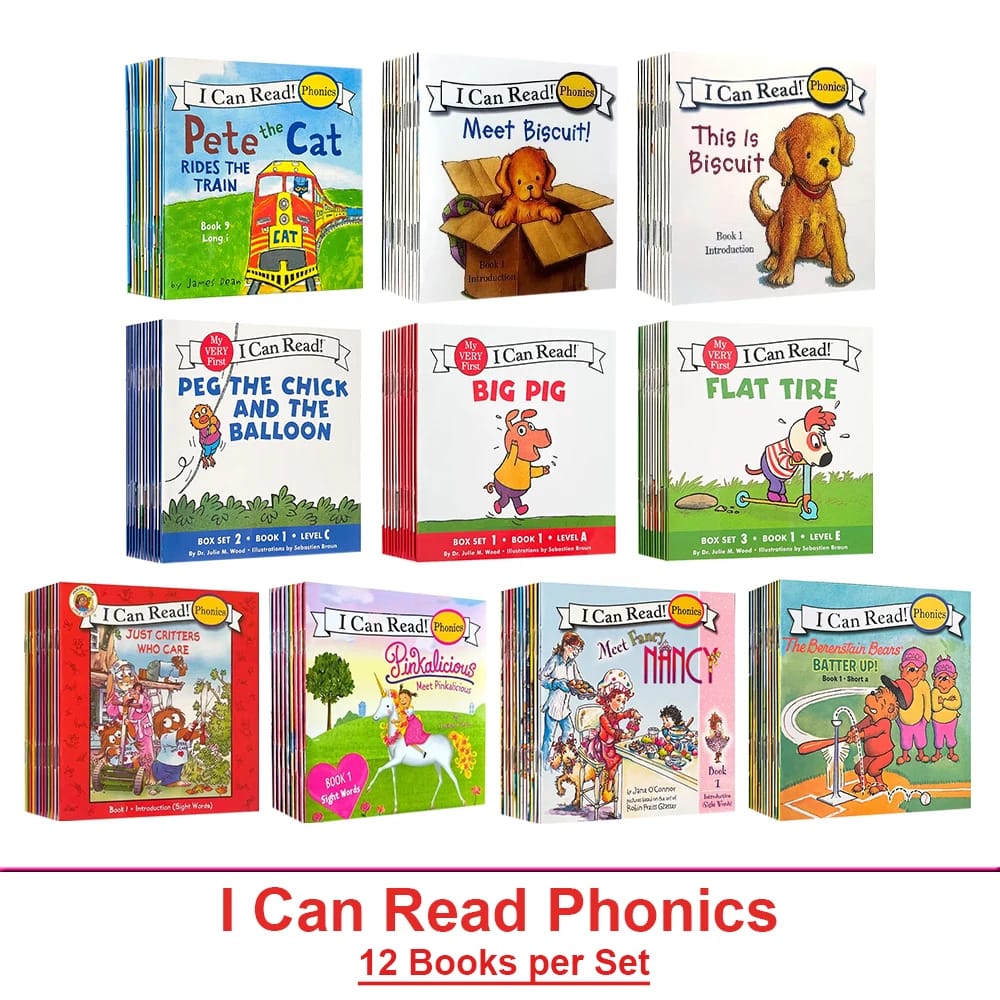 I Can Read Phonics 12-Book Set for Children: Early Learning Picture Books for Kids, Montessori Reading Practice, Baby's First Story Collection