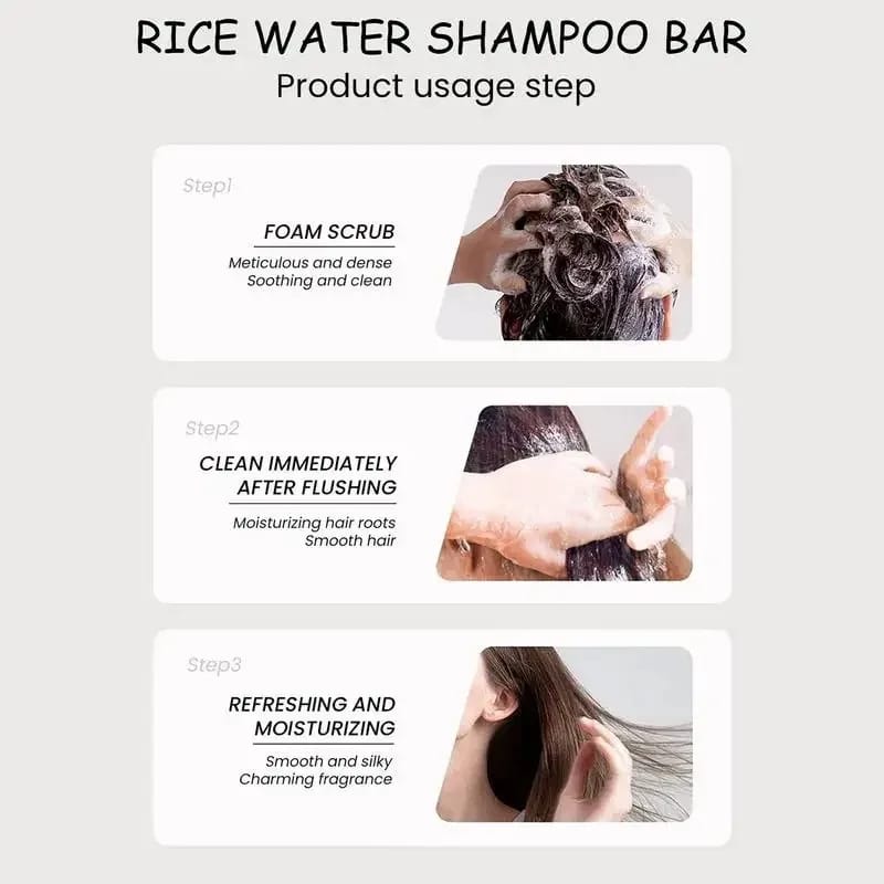 Organic Rice Shampoo Soap Bar - Natural Rice Water Protein for Hair Growth, Anti-Loss, Oil Control & Shine - Gentle Cleansing for All Hair Types thumbnail 4