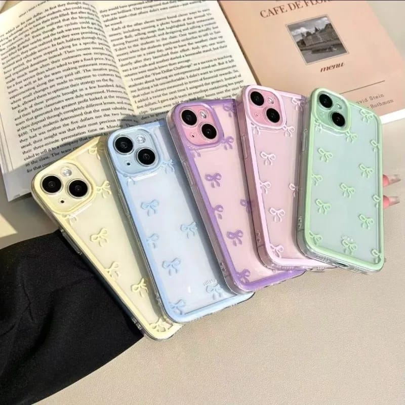 Cute Purple Pink Bow Soft Clear Phone Case for iPhone 15, 14, 13, 12, 11 Pro Max - Enhanced Camera Protection, Shockproof Silicone Cover for Girls & Women