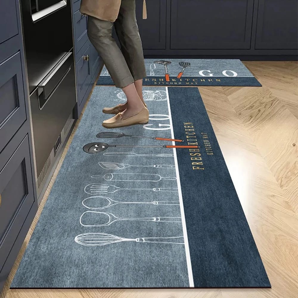 Non-Slip Crystal Velvet Kitchen Mat Long Rugs - Absorbent Doormat for Living Room, Bedroom, and Entryway - Soft, Durable Floor Carpet