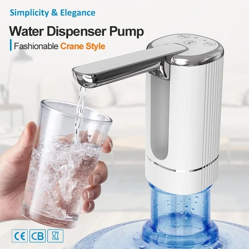 Portable Electric Water Dispenser Pump - USB Rechargeable, Foldable Design, Food-Grade Material, 1200mAh Battery for Home & Travel