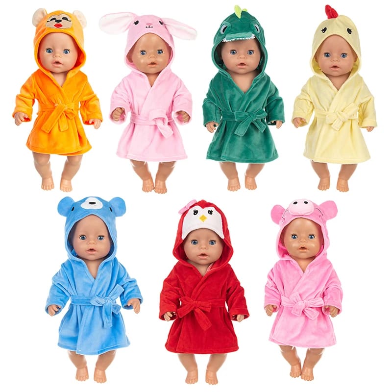 18 Inch Doll Bathrobe Pajama Set - Sleepwear Accessories for American Girl Dolls & Reborn Babies - Perfect Birthday Gift for Girls