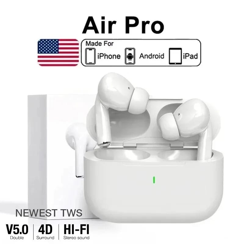 Air Pro 5 TWS Max Wireless Bluetooth Earphones, In-Ear Noise Cancelling Sport Earbuds with Microphone for Apple iPhone, Universal Headset for Outdoor Use