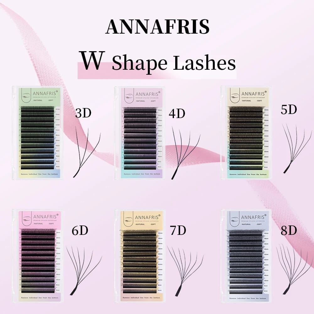 ANNAFRIS Premade Volume Fan YY 3D 4D 5D W-Shaped Eyelash Extensions - Natural Soft Full Dense Mink Lashes for Professional Salon Use thumbnail 1