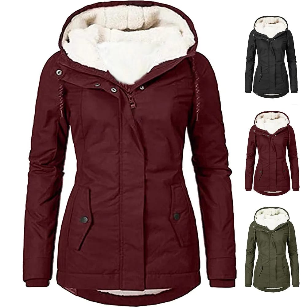 Women's Winter Faux Fur Hooded Jacket Coat - Long Sleeve Warm Velvet Parka for Fashionable Ladies thumbnail 3