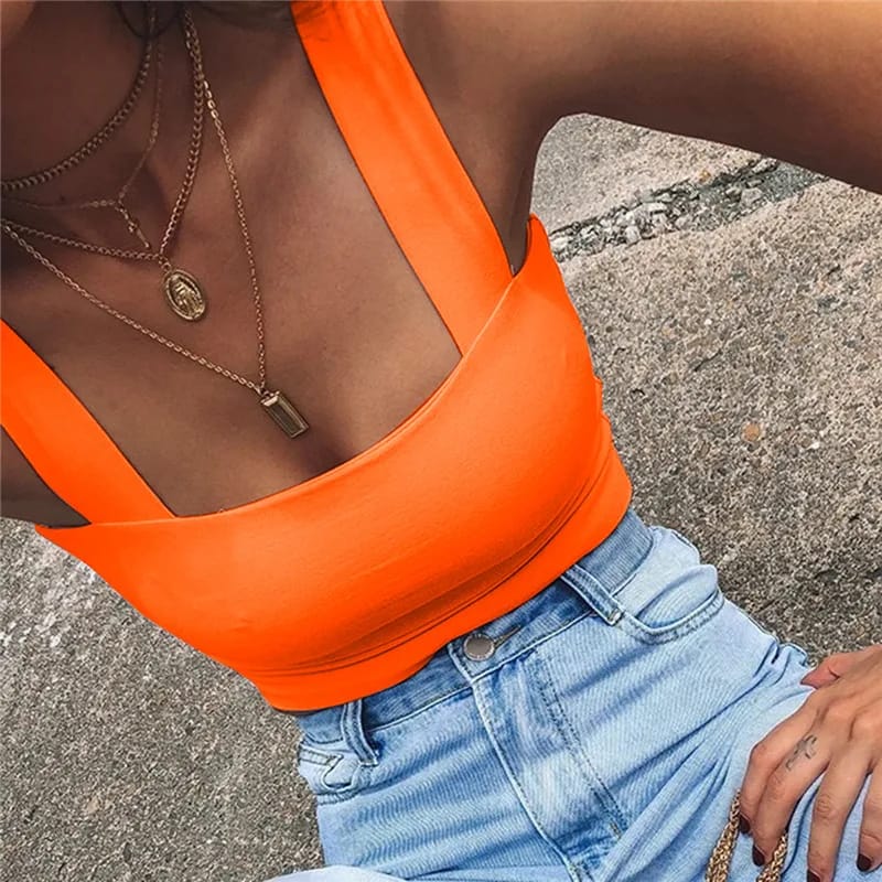 Women's Square Neck Sleeveless Crop Top - Sexy Backless Cami Tank Shirt for Summer Casual Wear thumbnail 6