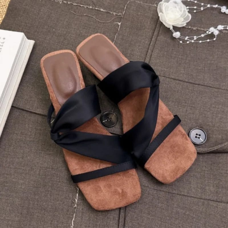 Women's Fashion Square Toe Wedge High Heels Sandals - Stylish Summer Flip Flops for Parties & Casual Wear thumbnail 5