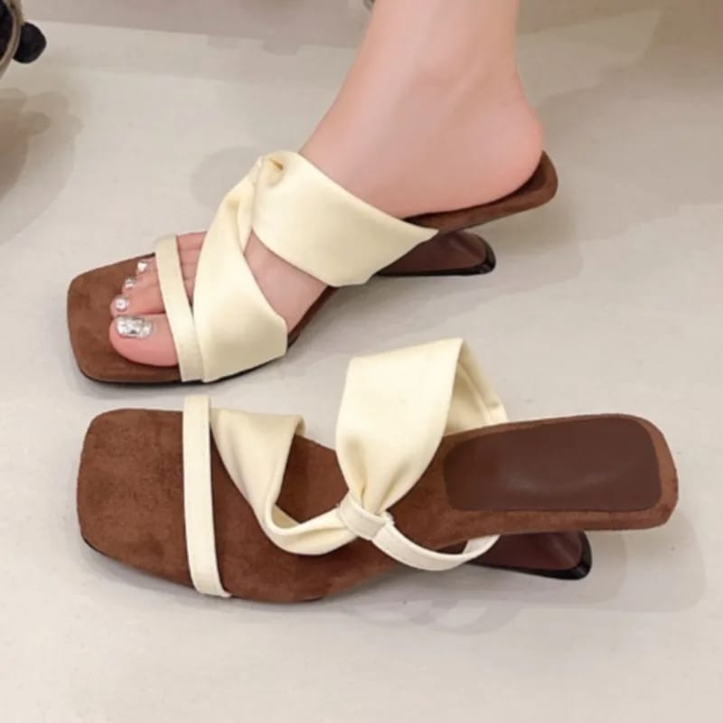 Women's Fashion Square Toe Wedge High Heels Sandals - Stylish Summer Flip Flops for Parties & Casual Wear thumbnail 3