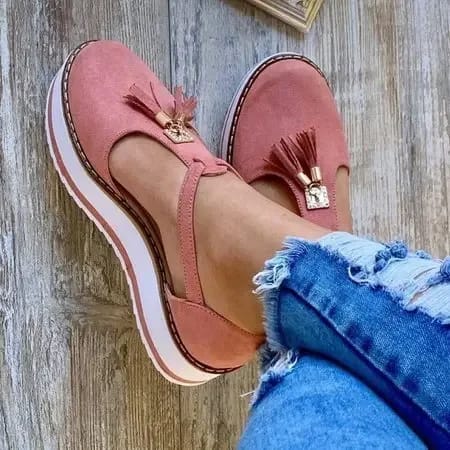 Summer Platform Roman Sandals for Women - Thick Bottom, Tassel Detail, Plus Size, PU Leather Slip-On Casual Shoes for Leisure thumbnail 2