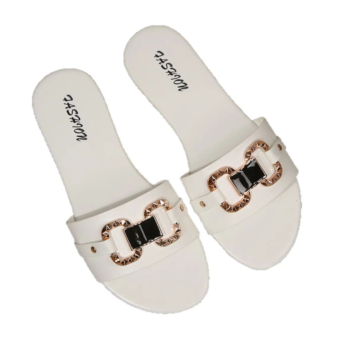 Women's Fashionable Flat Sandals - Comfortable Large Size Slip-On Shoes with Round Toe, Perfect for Daily Wear, Beach Vacations, and Travel thumbnail 5