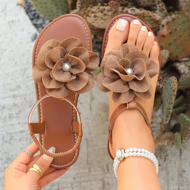 Summer Elegant Women's Casual Sandals - Round Head Sexy Flower Slides, Fashionable & Comfortable Best Selling New Design thumbnail 2