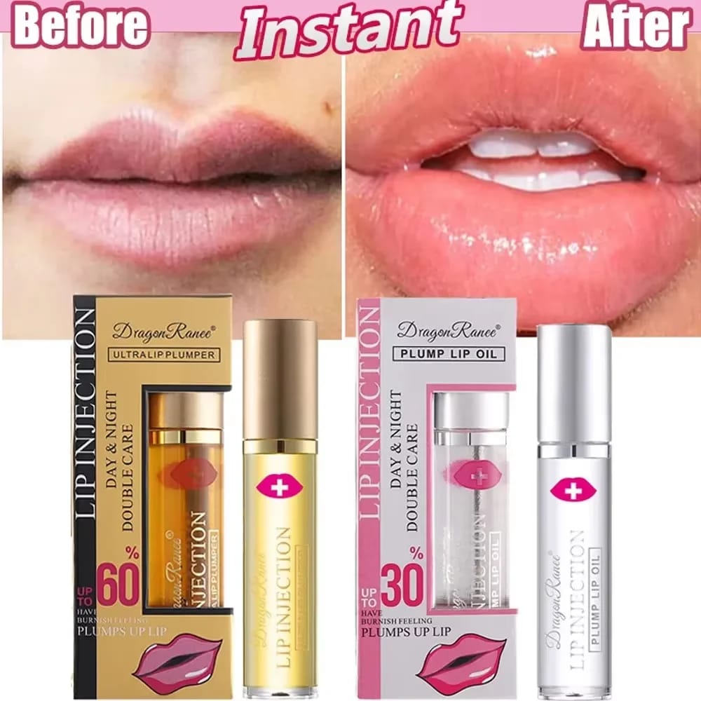 Instant Volumising Lip Plumper Oil Gloss Serum - Moisturizing Anti-Wrinkle & Dark Skin Remover for Fuller, Smoother Lips thumbnail 1