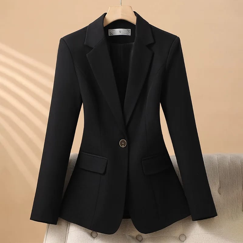 Women's Slim Fit Single Button Blazer Jacket - Elegant Red, Black, White Casual Office Coat for Autumn/Winter Fashion 2024 thumbnail 4