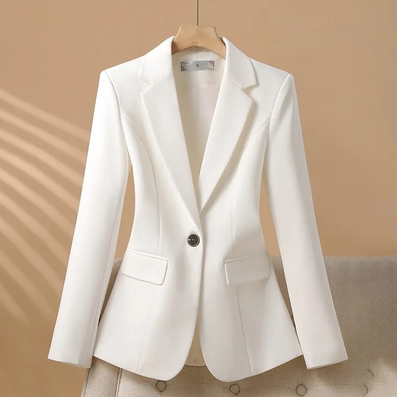 Women's Slim Fit Single Button Blazer Jacket - Elegant Red, Black, White Casual Office Coat for Autumn/Winter Fashion 2024 thumbnail 3