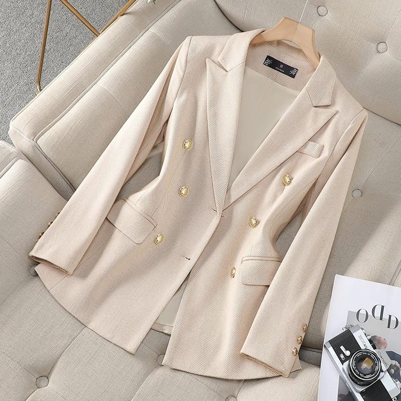 NAVIU High-End Women's Blazer Jacket - Spring/Autumn Office Business Suit, Long Sleeve Coat in Blue, Pink, or Apricot thumbnail 4