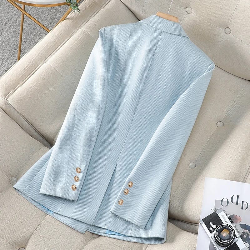 NAVIU High-End Women's Blazer Jacket - Spring/Autumn Office Business Suit, Long Sleeve Coat in Blue, Pink, or Apricot thumbnail 2