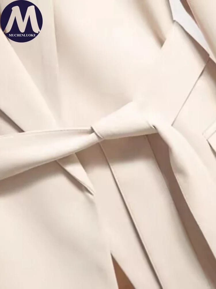 Women's Long Sleeve Lace-Up Blazer Top - Loose Fit Casual Office Wear, Korean Fashion Style for Spring & Autumn thumbnail 6