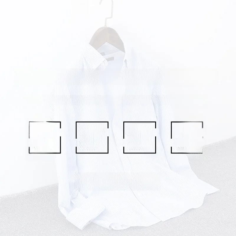 Men's Korean Style Oxford Cotton Long Sleeve Shirt - Versatile Striped Pattern, No Ironing Casual Wear for Youth thumbnail 3