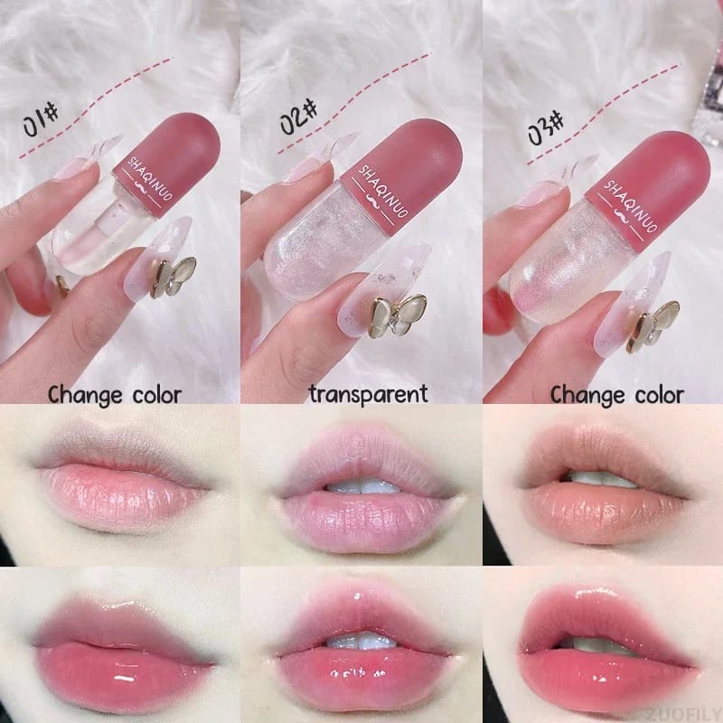 3PCS Crystal Jelly Lip Gloss Set - Color Changing & Glitter Transparent Glass Lip Oil for Moisturizing, Non-Greasy, Long-Lasting Shine thumbnail 2
