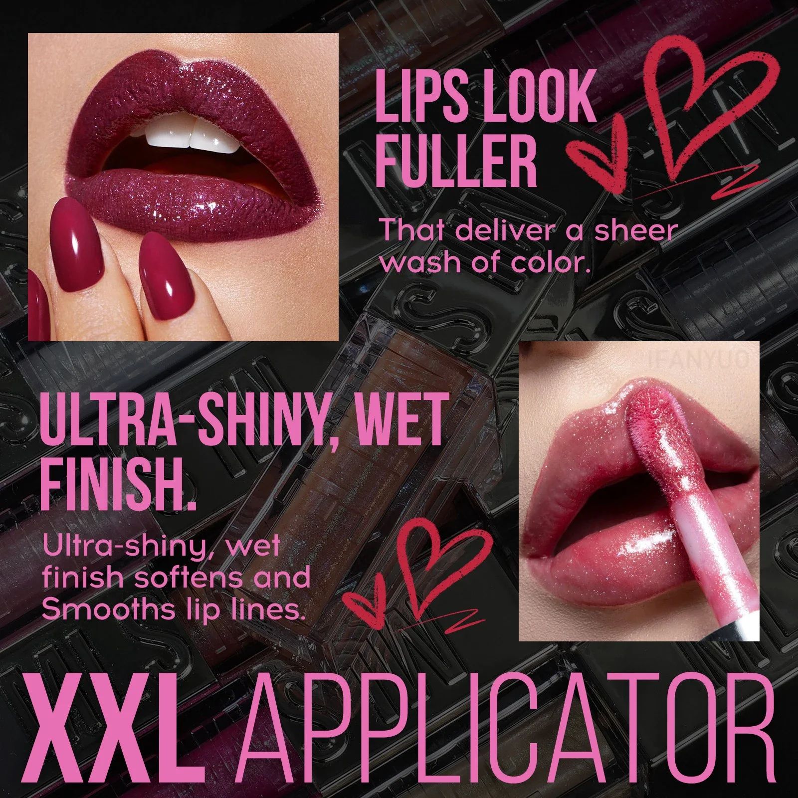 Sparkling Diamond Liquid Lip Gloss with Shimmer and Glitter, Big Brush Plumper Oil for a High-Gloss, Pearly Finish - 6 Colors Available thumbnail 3