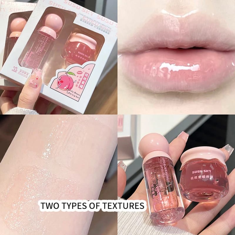 SUSU SKY Peach Honey Jar Lip Makeup Kit - Moisturizing & Nourishing Lip Care Set for Soft, Hydrated Lips thumbnail 5
