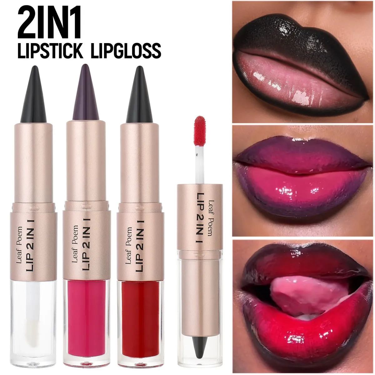 2-in-1 Gradient Lipliner Pen & Lip Gloss - Nude Brown Matte Lip Liner with Mirror Finish, Waterproof, Non-Stick, Long-Lasting Makeup for Stunning Lips thumbnail 4