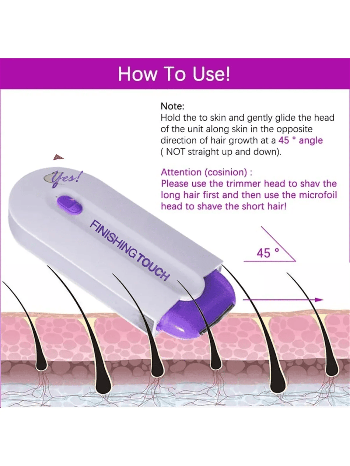 Professional Electric Hair Removal Shaver for Women - Full Body, Face, Bikini, Legs, Hands - Gentle & Painless Epilator Device thumbnail 1