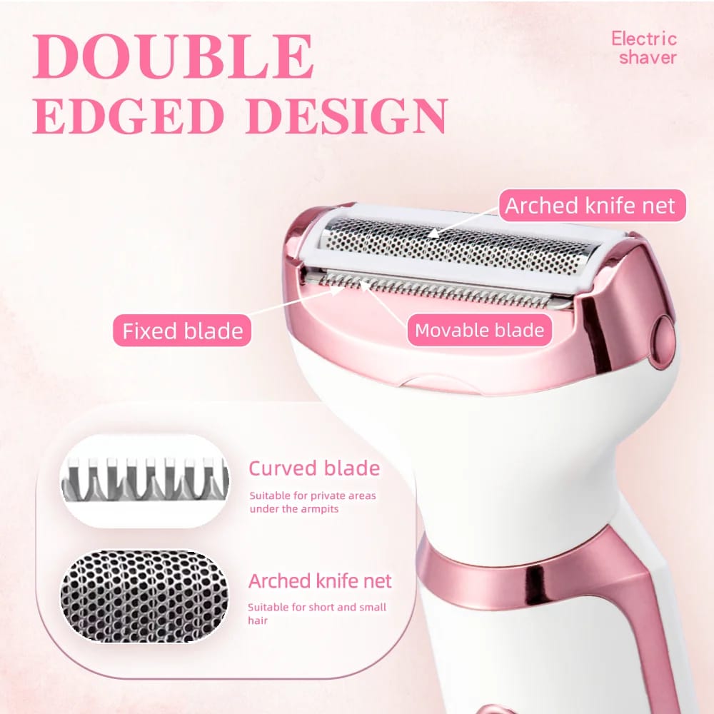 4-in-1 Electric Lady Shaver for Women - Painless Cordless Body Hair Removal Epilator with Trimmer, Eyebrow, and Nose Hair Attachments, USB Rechargeable, Perfect Gift thumbnail 3