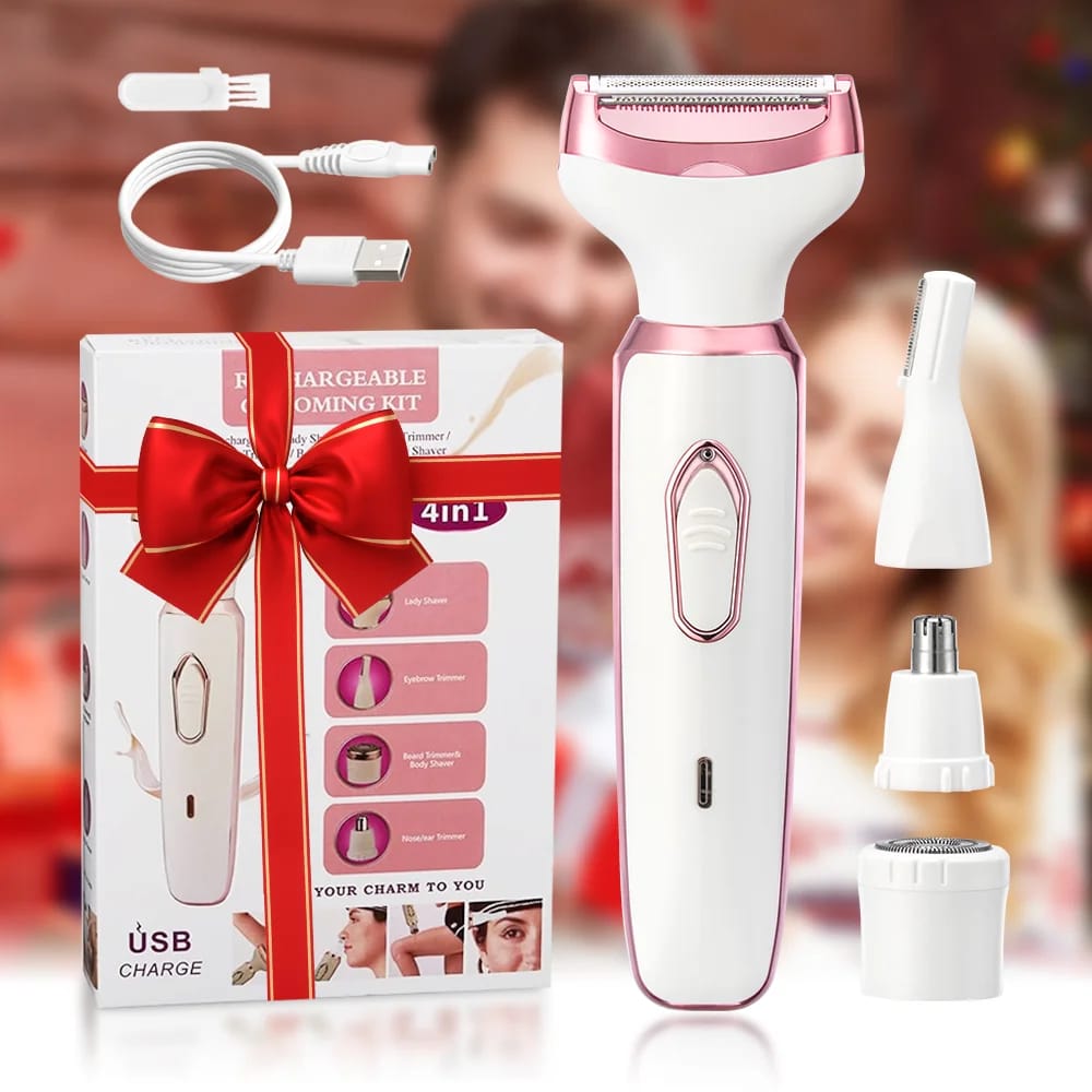 4-in-1 Electric Lady Shaver for Women - Painless Cordless Body Hair Removal Epilator with Trimmer, Eyebrow, and Nose Hair Attachments, USB Rechargeable, Perfect Gift thumbnail 6