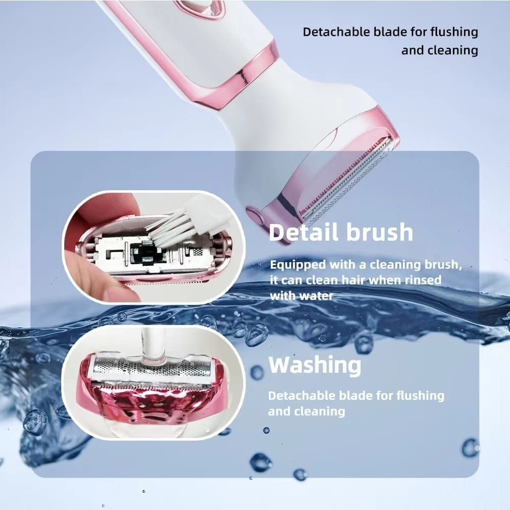 4-in-1 Electric Lady Shaver for Women - Painless Cordless Body Hair Removal Epilator with Trimmer, Eyebrow, and Nose Hair Attachments, USB Rechargeable, Perfect Gift thumbnail 5