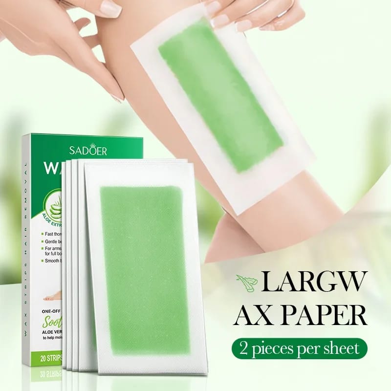 10PCS 20 Sides Aloe Wax Strips for Gentle Body Hair Removal - Smooth Skin Up to 4 Weeks, Nonwoven Fabric for Legs, Underarms, Arms, Face - Easy Cold Wax Application thumbnail 1