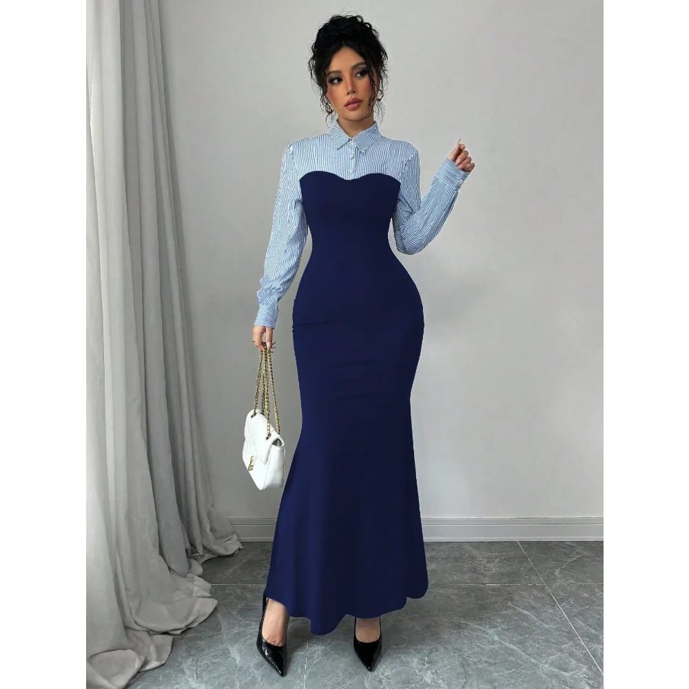 2025 Autumn/Winter Women's Elegant Fishtail Long Dress - Form-Fitting, Skin-Friendly Design for Stylish Ladies thumbnail 3