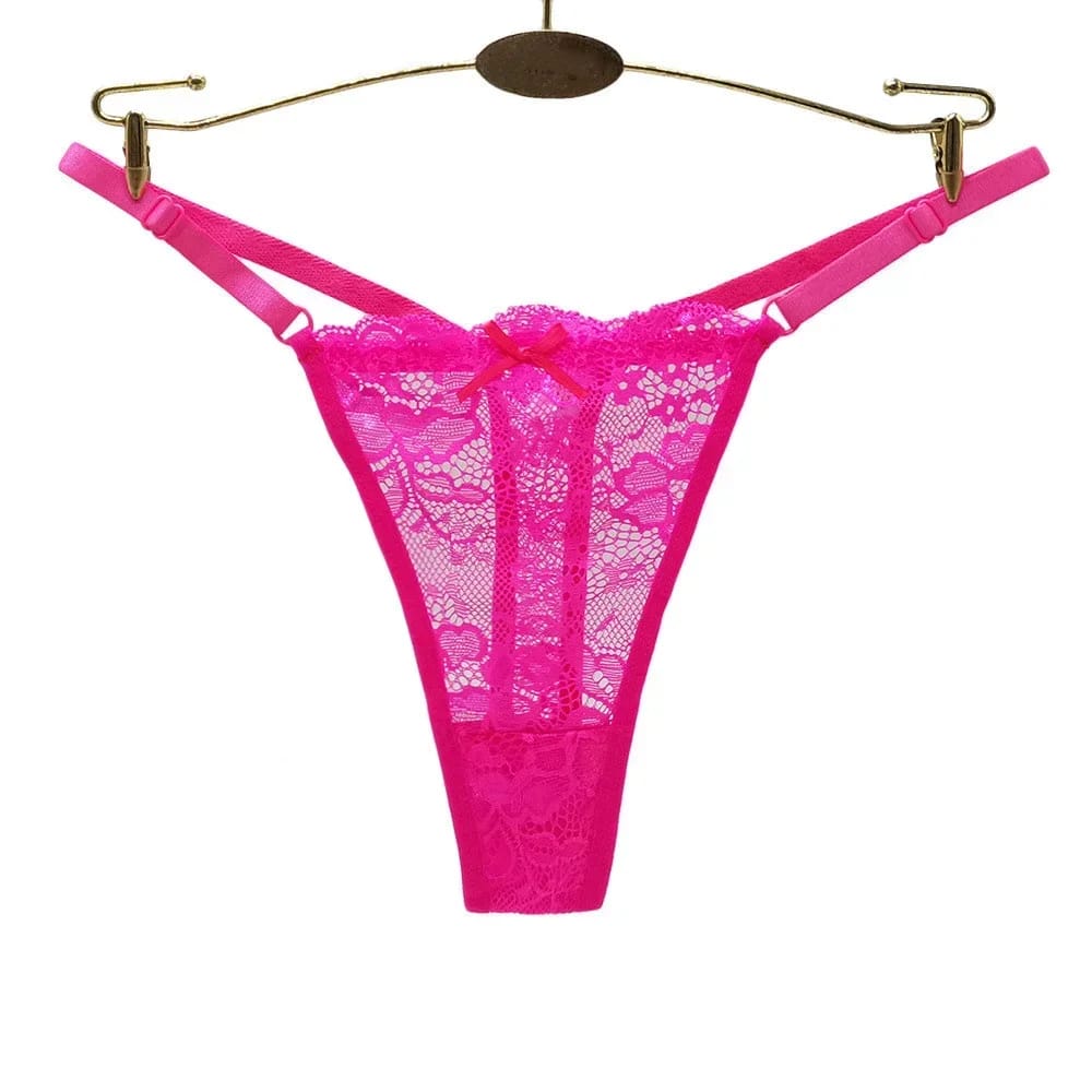 3PCS Women's Sexy Lace Thong Panties - Adjustable Low Waist Transparent T-back Underwear for Ladies thumbnail 4