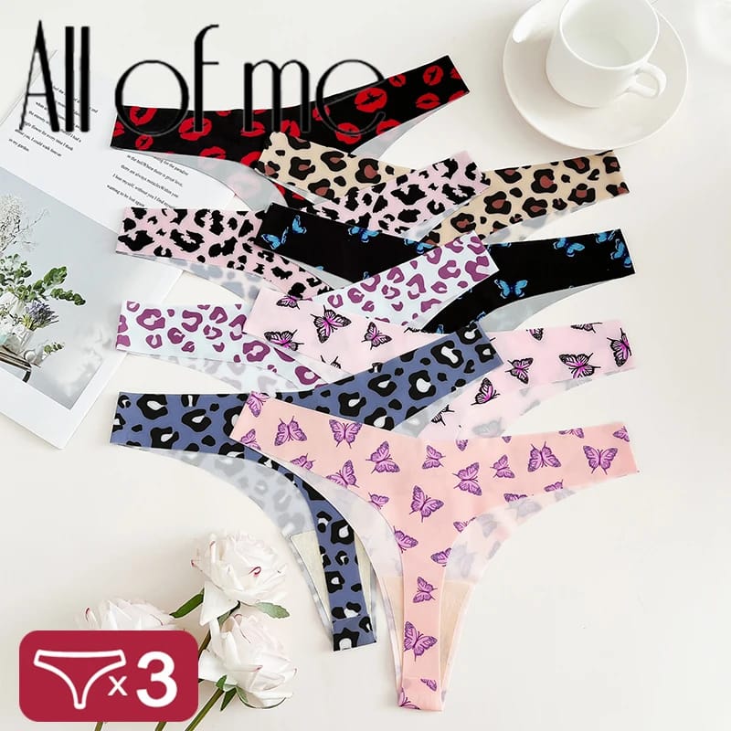 3PCS Sexy G-String Thongs for Women, Colorful Bikini Style T-Back Panties, Seamless Low Waist Intimates, Comfortable Lady Underwear thumbnail 1