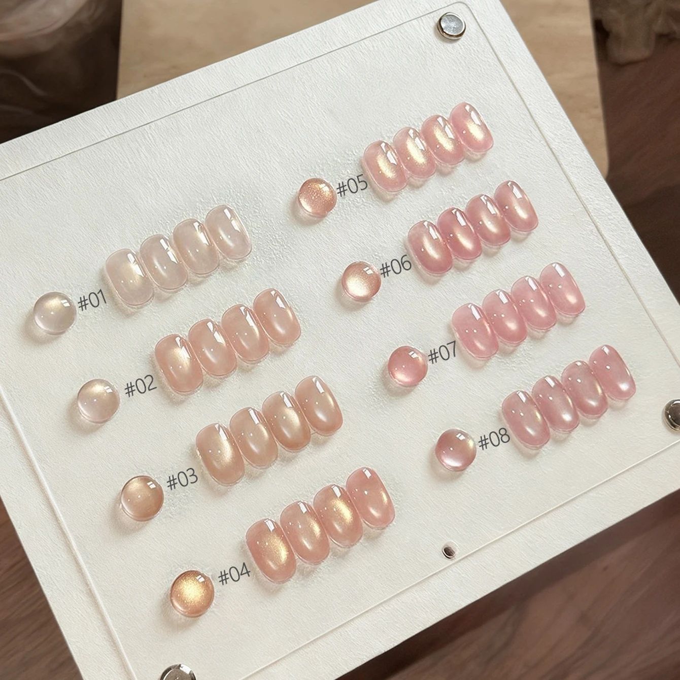 10ML Moonlight Ballet Magnet Cat Eye Nail Polish Gel - Nude Pink Style with Gold Glass Beads for Stunning Cat Eye Effect thumbnail 3