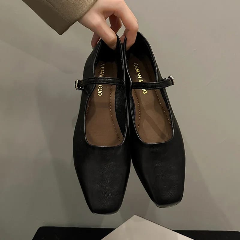 Elegant Classic Retro Square Toe Mary Jane Shoes for Women | Comfortable Soft Shallow Cut Low Heel | Stylish Vintage Fashion Footwear thumbnail 3