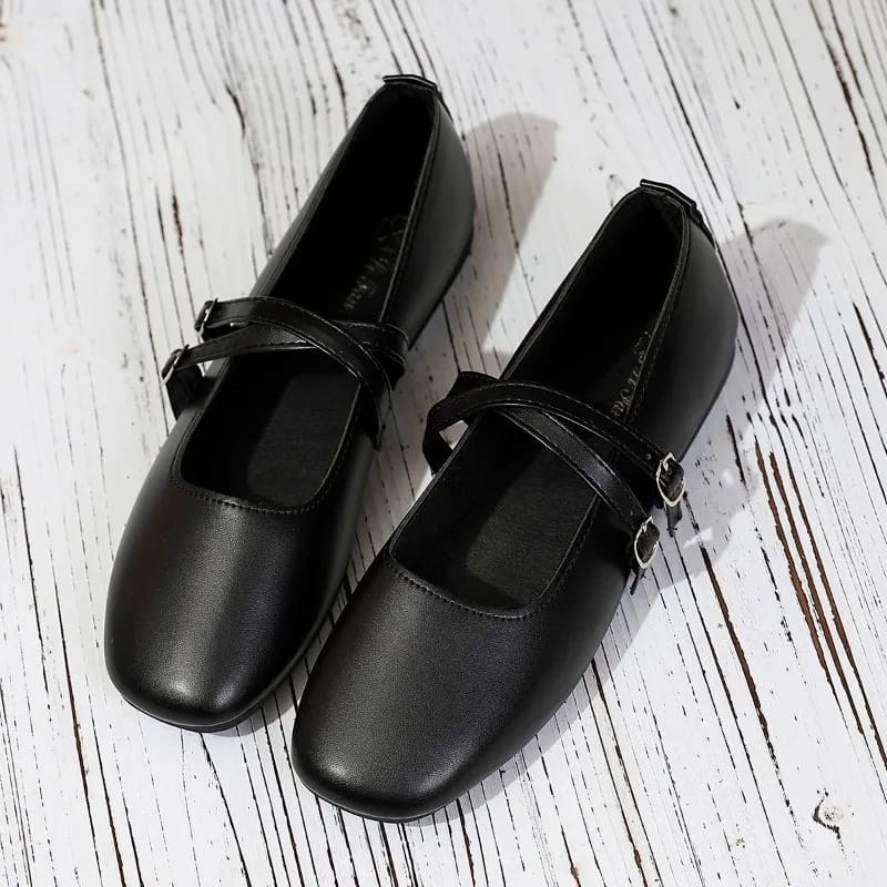 Women's Classic Retro Mary Jane Flat Shoes - Fashionable Square Toe Casual Work Shoes with Straight Buckle, Shallow Mouth Design for Everyday Comfort thumbnail 2