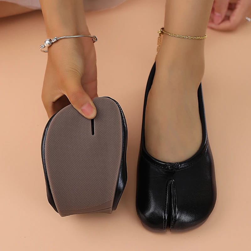 2025 Women's Leather Toe Separator Loafers - Comfortable Slip-On Breathable Casual Flat Shoes for Everyday Wear thumbnail 4