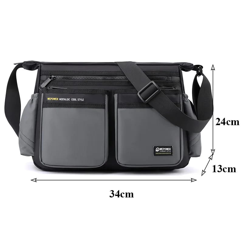 Men's Luxury Nylon Crossbody Messenger Bag - Multi-Layer Pocket Design, Large Capacity, Waterproof, Casual Fashion Shoulder Bag for Travel & Daily Use thumbnail 3