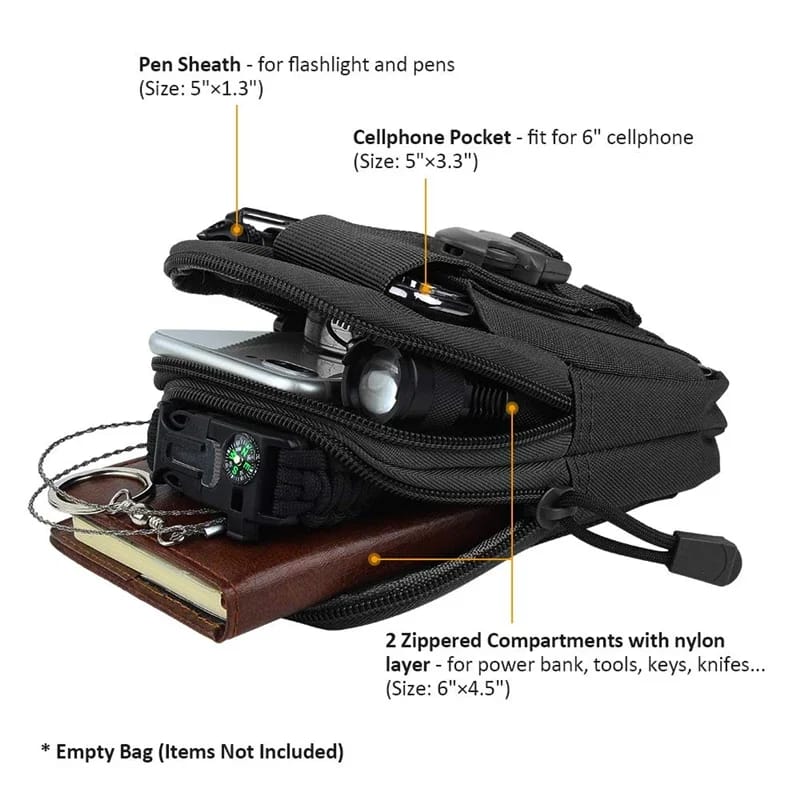 Men's Waterproof Outdoor Waist Pack Bum Bag - Durable Nylon Sport Hunting Belt Pouch for Travel, Mobile Phone, and Tools thumbnail 4