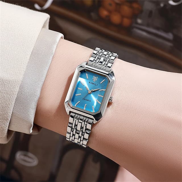 Luxury Gold Plated Stainless Steel Women's Fashion Quartz Watch - Elegant Square Dial Business Casual Style with Folding Clasp showcase 7