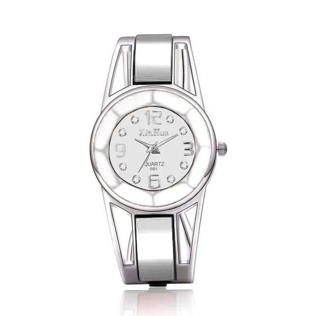 Luxury Stainless Steel Dial Quartz Bracelet Watch for Women - Elegant Ladies Wristwatch with Skeleton Design showcase 12
