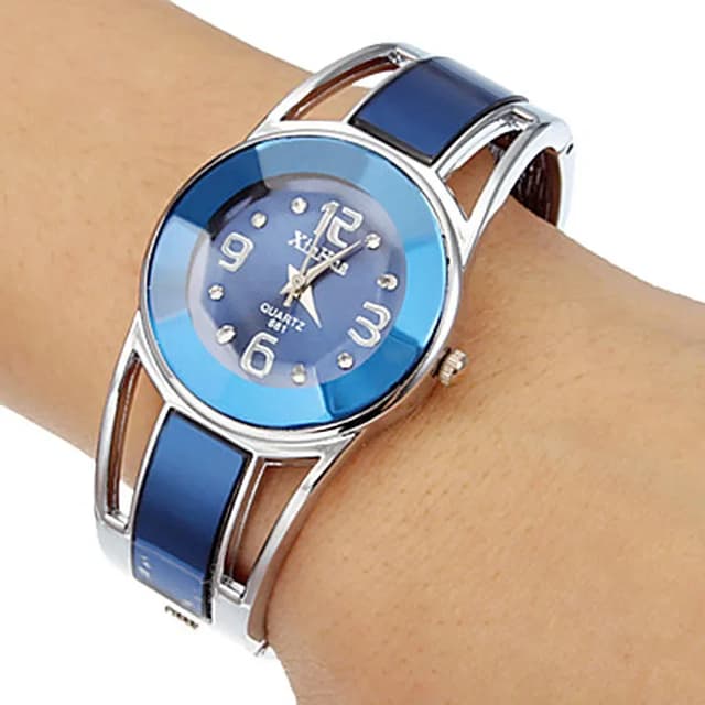 Luxury Stainless Steel Dial Quartz Bracelet Watch for Women - Elegant Ladies Wristwatch with Skeleton Design showcase 17