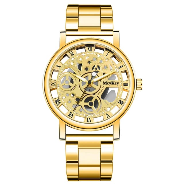 Fashionable Women's Skeleton Faux Mechanical Quartz Watch with Metal Mesh Strap - Elegant Rosy Gold Design for Casual & Sporty Looks showcase 17