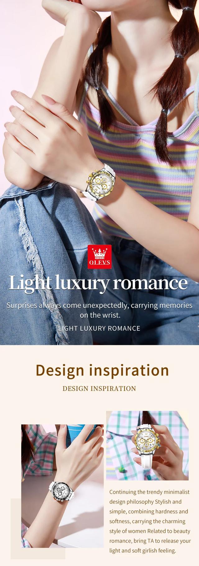 OLEVS 5618 Luxury Women's Quartz Watch - Silicone Band, Waterproof, Calendar Chronograph, Sports Design showcase 1