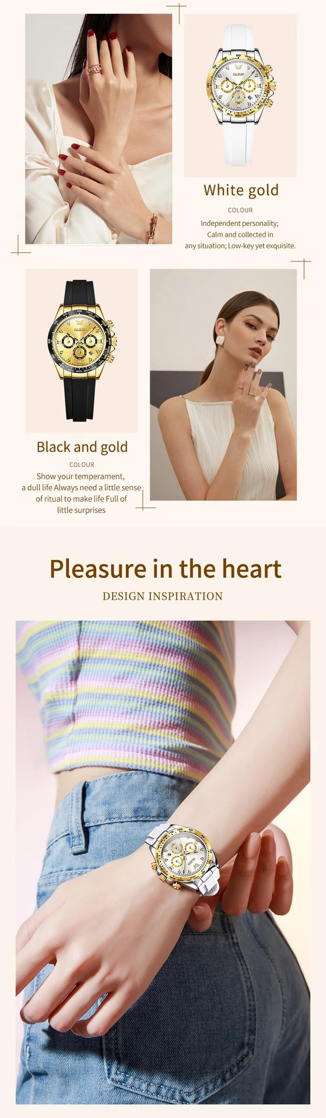 OLEVS 5618 Luxury Women's Quartz Watch - Silicone Band, Waterproof, Calendar Chronograph, Sports Design showcase 3